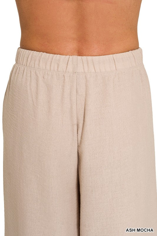 Maren Airflow Wide Leg Drawstring Pants – Lightweight Woven Summer Pants with Elastic Waist