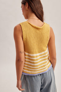 The Calla Stripe Knit Tank – Cotton Sleeveless Sweater Top