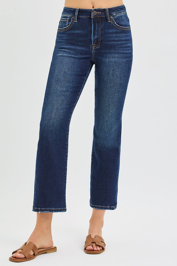 Straight to It  High Rise Straight Jeans: Dark