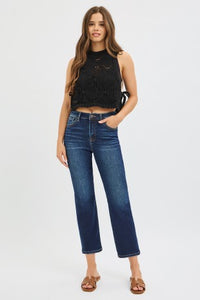 Straight to It  High Rise Straight Jeans: Dark