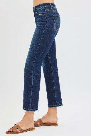 Straight to It  High Rise Straight Jeans: Dark