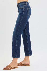 Straight to It  High Rise Straight Jeans: Dark