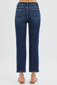 Straight to It  High Rise Straight Jeans: Dark