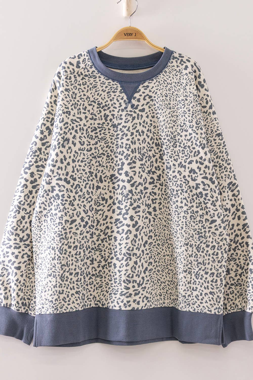 Out of Office Leopard Sweatshirt: Denim