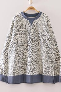 Out of Office Leopard Sweatshirt: Denim