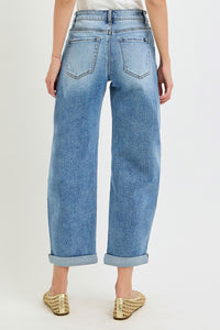 Take It Easy Barrel Jeans: Medium Wash