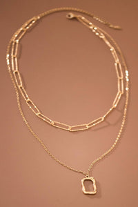 The Carrington Lock Layered Chain Necklace – 18K Gold Dipped Waterproof Stainless Steel Nec