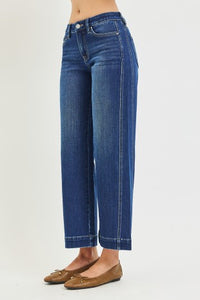 Risen "In Good Form" Mid Rise Ankle Wide Leg Jeans: Dark Wash