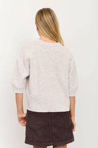 The Marlow Heathered Wool Blend Short Sleeve Sweater: Natural
