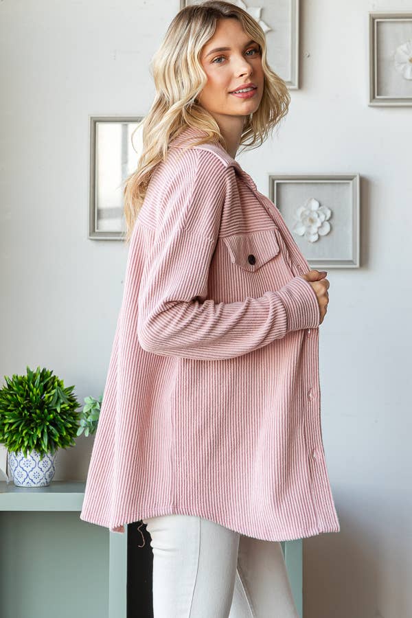 Tara Soft and Cozy Brushed Ribbed Shacket