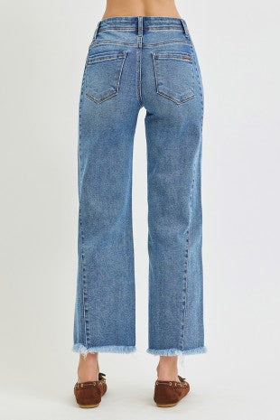 Risen "Straight to It" High Rise Comfort Stretch  Ankle Jeans: Medium Wash
