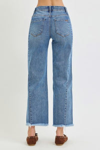 Risen "Straight to It" High Rise Comfort Stretch  Ankle Jeans: Medium Wash