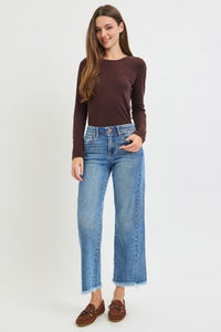 Risen "Straight to It" High Rise Comfort Stretch  Ankle Jeans: Medium Wash