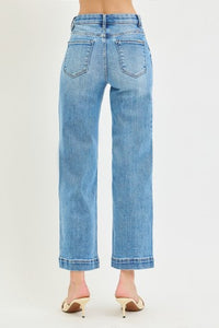 Risen "Line Up" High Rise Tummy Control  Stretch Straight Jeans: Medium Wash