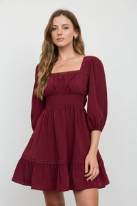 After Five Mini Dress: Burgundy