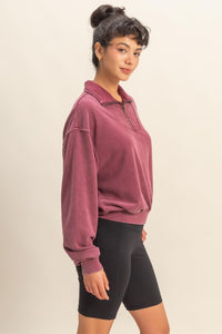 Weekend Retreat Mineral Wash Half-Zip Sweatshirt – Vintage Pullover Top