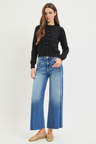 Risen "Long Weekend" High Rise  Crop Wide Leg Jeans : Medium