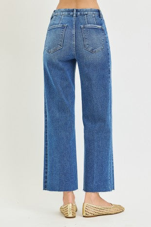 Risen "Long Weekend" High Rise  Crop Wide Leg Jeans : Medium