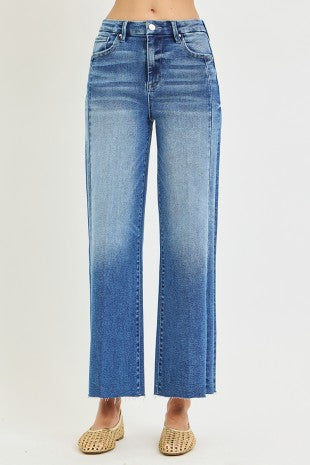 Risen "Long Weekend" High Rise  Crop Wide Leg Jeans : Medium