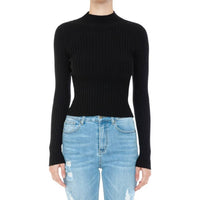 Lenni Slim Fit Ribbed Mock Neck Long Sleeve Top