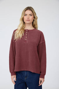 Take It Easy Henley Knit Top