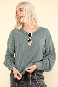 Otto Two Toned Ribbed Long Sleeve Top