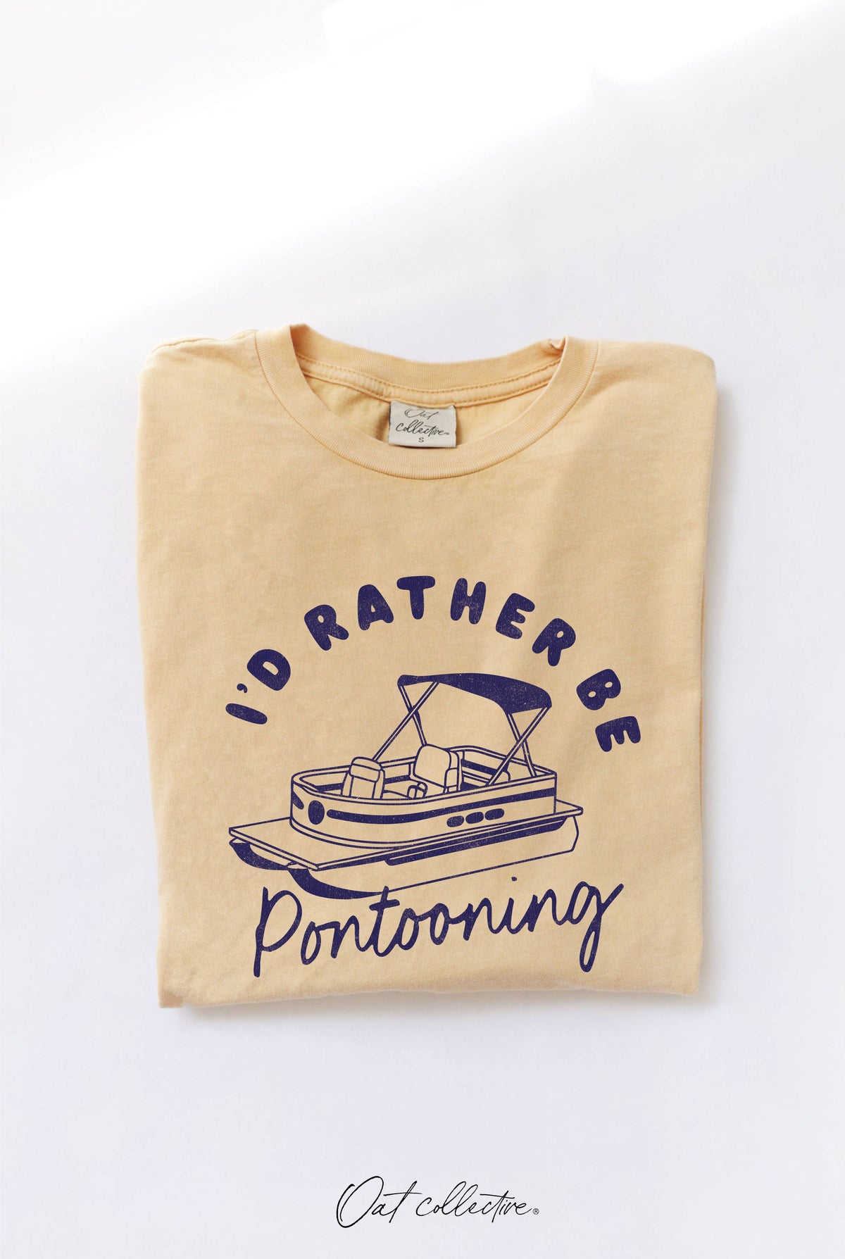 I’d Rather Be Pontooning Graphic Tee: Golden – Mineral Washed Cotton Lake Shirt