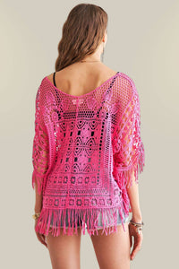FRINGE HEM CROCHET TOP - CESW3015: Natural / ONESIZE(6)