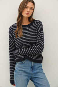 The Fine Line Stripe Sweater: Navy