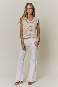 The Mariposa Crochet Button Front Vest