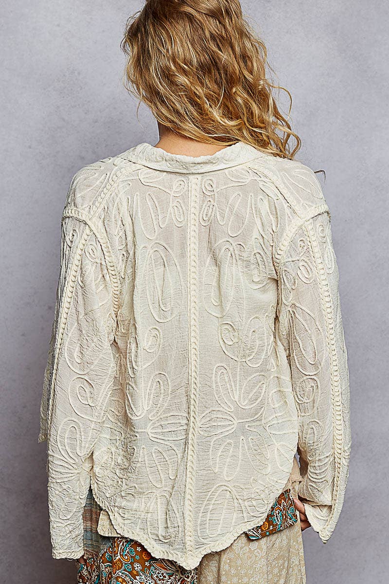 The Heirloom Embroidered Shirt:  Natural