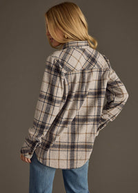 The Sutton Soft Brushed Plaid Button-Up – Black/ Lt Grey/ Brown