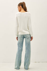 The Winslow Slub Knit Sweater: Off White  – Lightweight Raglan Sleeve Relaxed Fit Pullover for Women