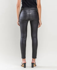 Vervet by Flying Monkey Mid Rise Faux Leather Crop Skinny: Jet Black