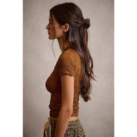 Pressed Petals Seamless Top: Brown