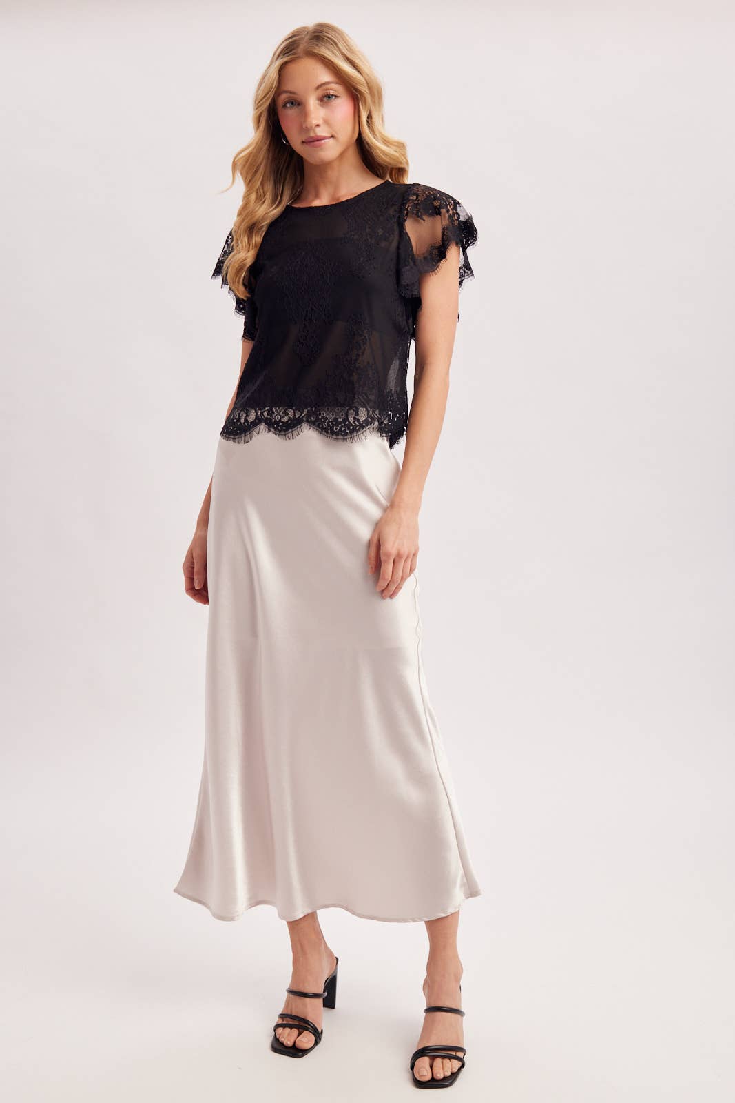Midnight Romance Lace Top: Black