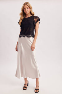 Midnight Romance Lace Top: Black
