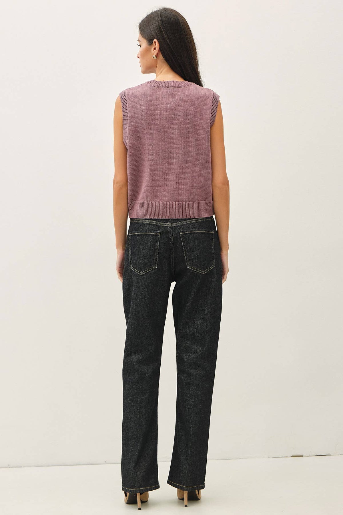 The Right Move Cable Knit Vest: Iris