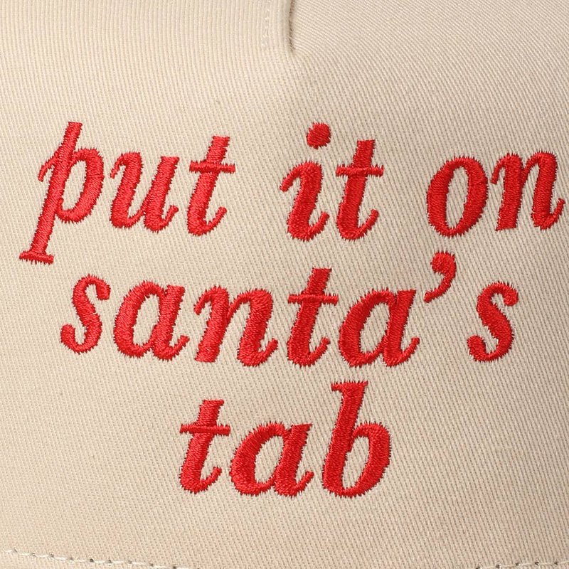 “Put It On Santa’s Tab” Embroidered Holiday Hat – Trucker Style Snapback