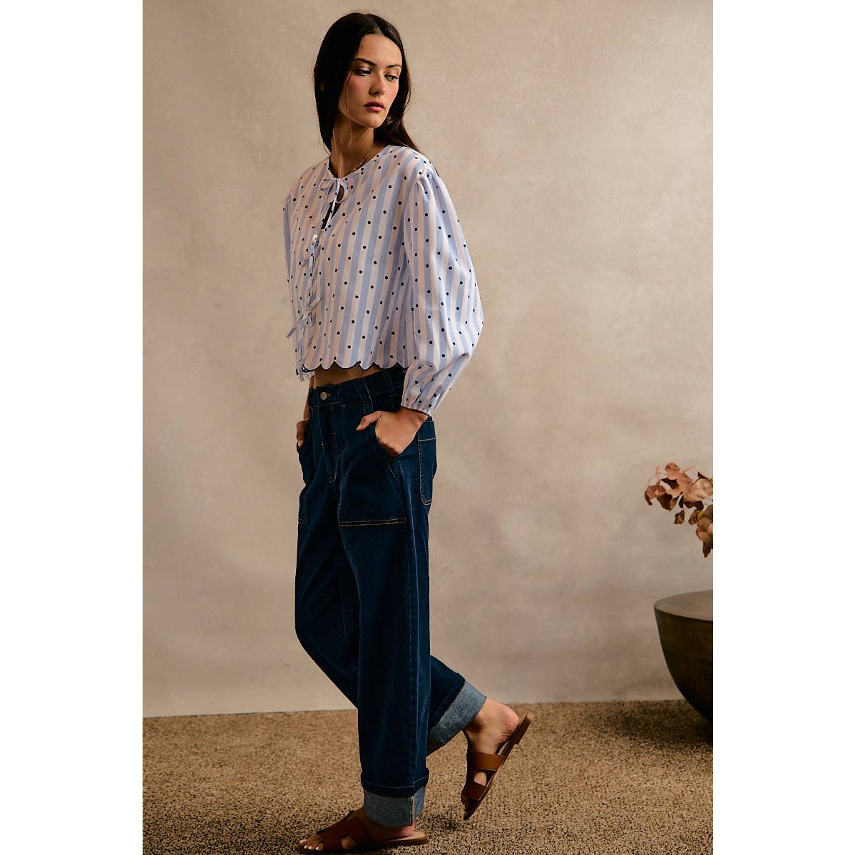 The Main Event Wide  Barrel High Rise Jeans: Dark Wash