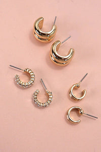 Gold Baguette Stone Double Hoop Huggie Earrings – Hypoallergenic Lightweight Minimalist Jewelry