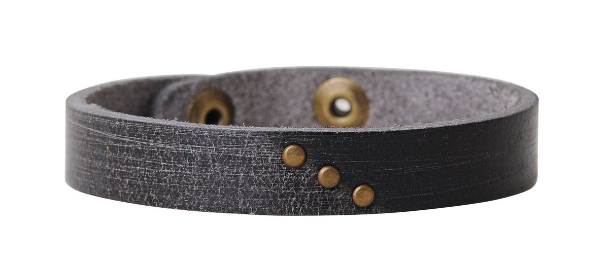 Cheyenne Black Leather Cuff Bracelet – Rustic Two-Tone Western Studded Design