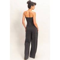 Sienna Mineral Wash Strapless Jumpsuit: Mineral Black