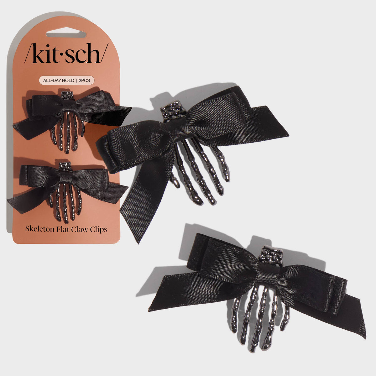 KITSCH Skeleton Flat Claw Clips 2pc Set