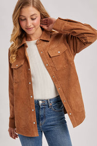 Everly Pines Corduroy Button-Down Shacket –Peacock