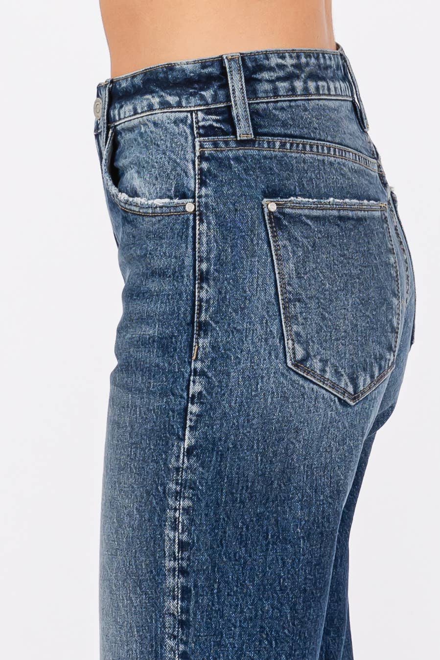 The Sylvie High Rise Vintage Wide Leg Jeans – Frayed Hem Comfort Stretch Denim