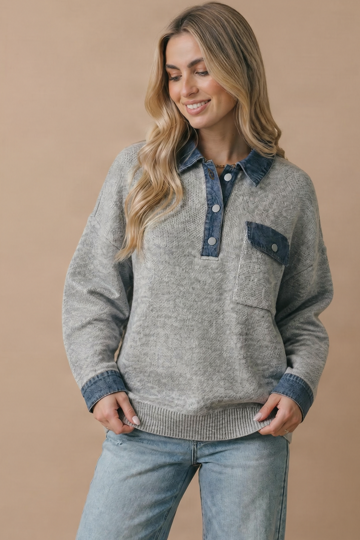 The Hadley Denim Trim Sweater