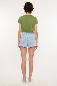 KanCan Wildflower Denim Shorts:  Light Wash