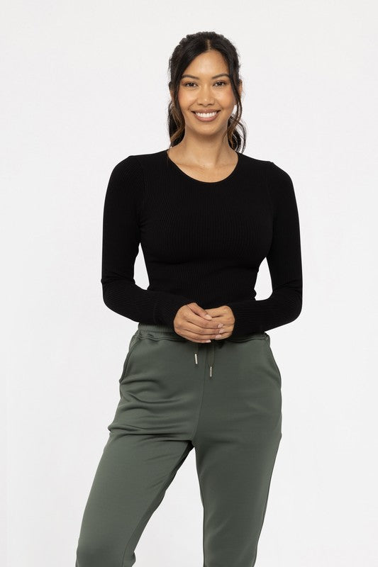 Mono B Basic Seamless Ribbed Long Sleeve Top