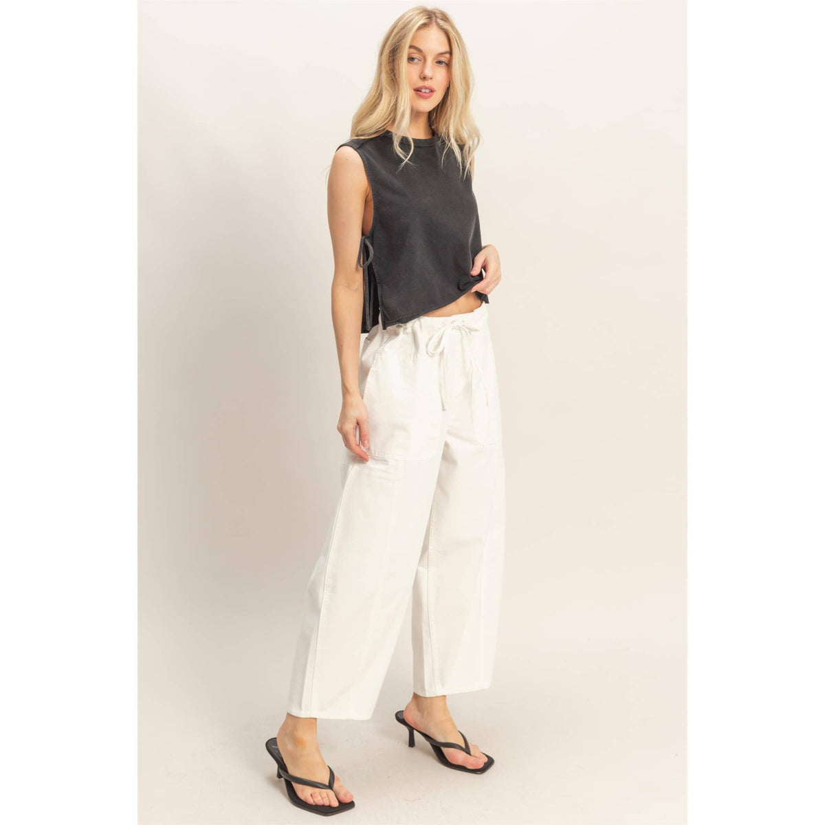 Wide Pants With Oversize Pockets: L.BLUE / S-M-L(2-2-2)